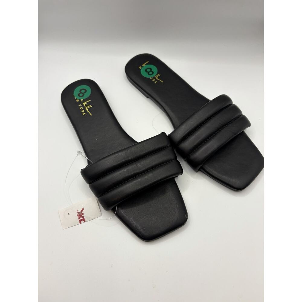 Nichole Miller Women’s Size 8 Black Padded Slide Sandals NWT Square Toe Resort - Picture 2 of 6